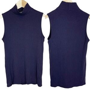 Athleta Turtleneck Rib Sleeveless Top in Eggplant Purple Size Small